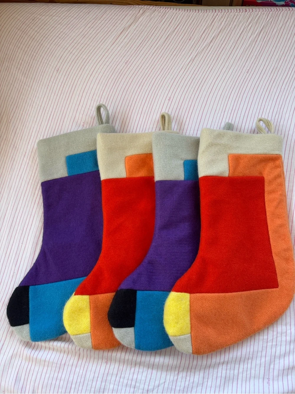 Lego Colorblock Holiday Christmas Stockings,Stocking Stuffer, Set of 4, GUC.